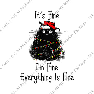 It’s Fine Everything is Fine Christmas Light Black Cat Svg, It’s Fine Everything Black Cat Svg, Black Cat Christmas Svg, Christmas Svg