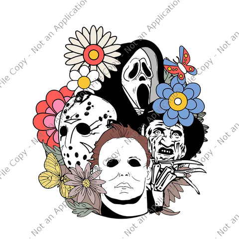 Floral Horror Characters Halloween Svg, Horror Characters Svg, Halloween Svg, Horror Friend Svg