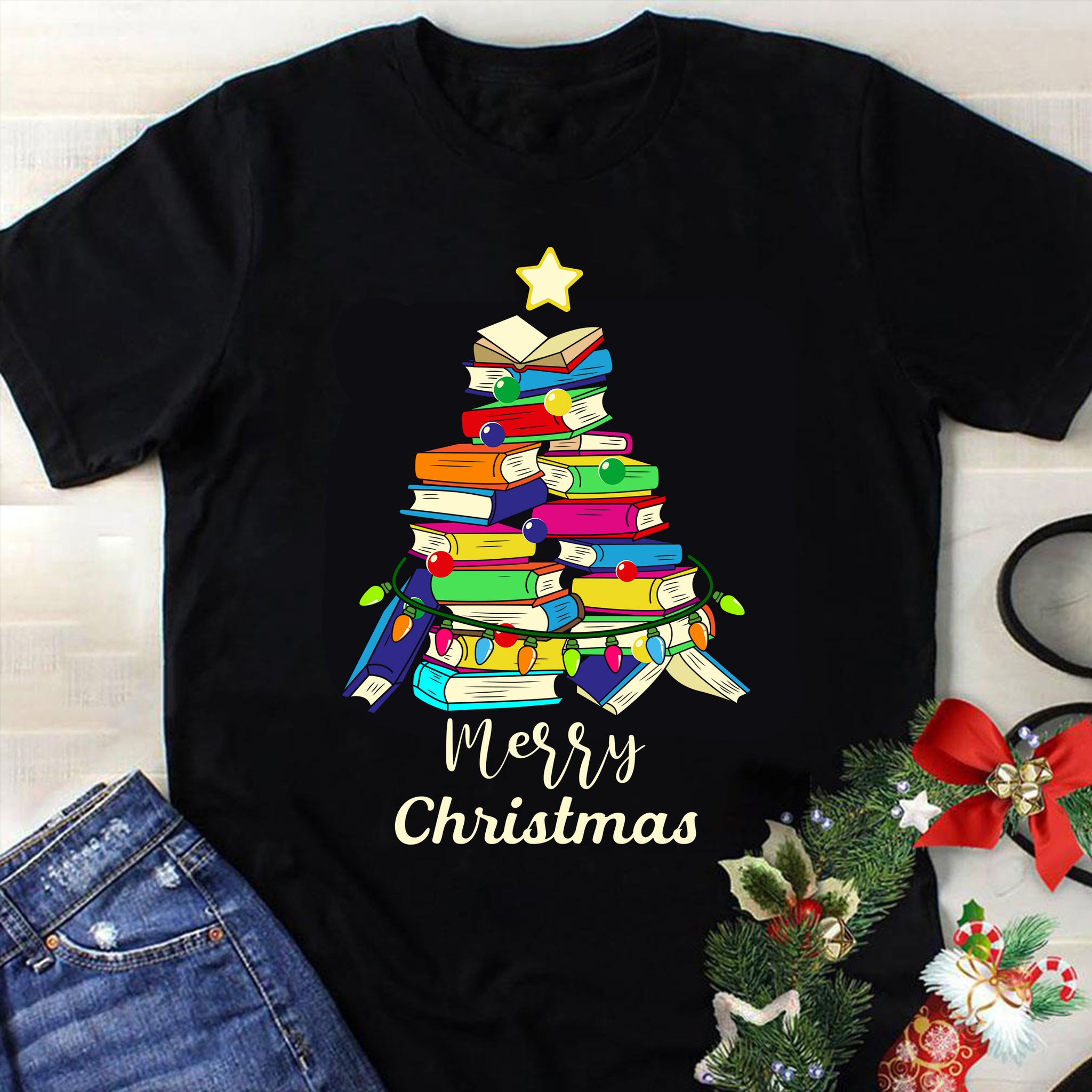 CTH1-Book Tree Merry Christmas Svg, Book Christmas Svg, Christmas Svg, Tree Christmas Svg, Book Svg, Santa Svg, Merry Christmas Svg