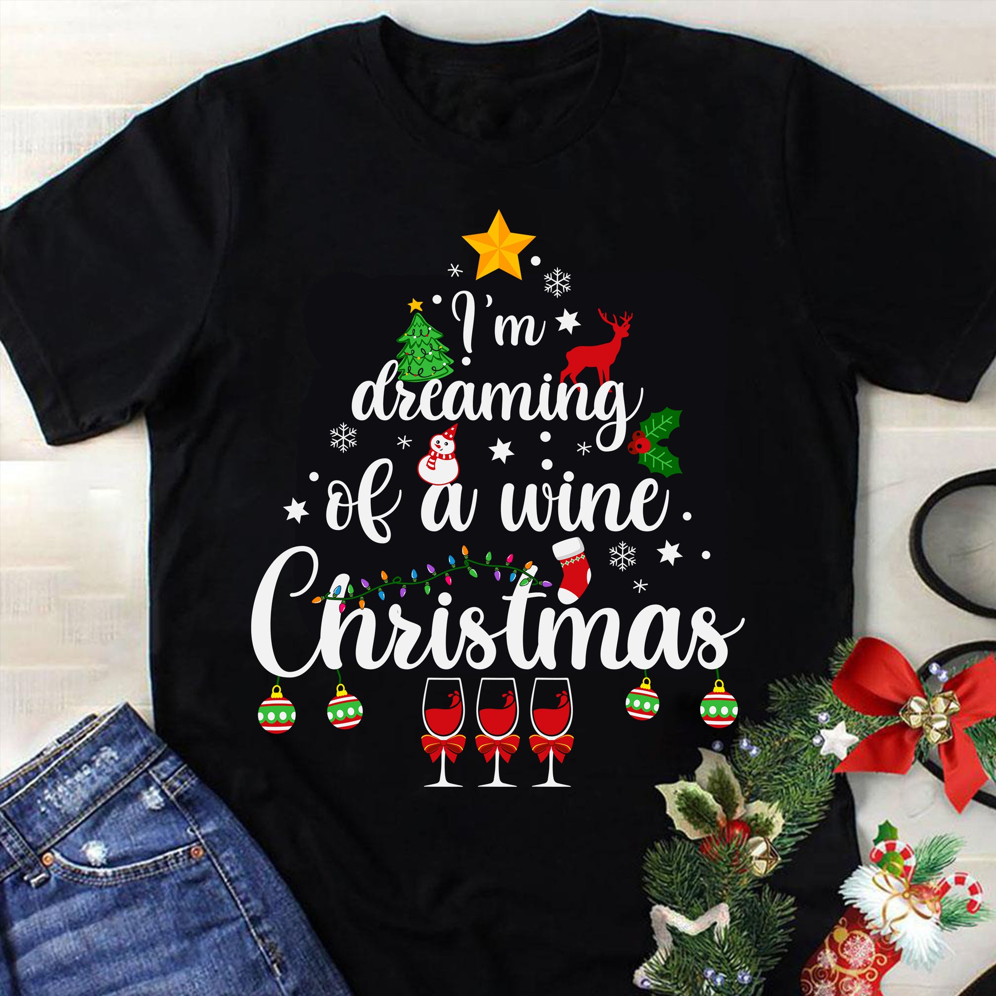 I'm Dreaming Of A Wine Christmas Svg, Wine Christmas Svg, Tree Christmas Svg, Tree Svg, Santa Svg, Merry Christmas Svg