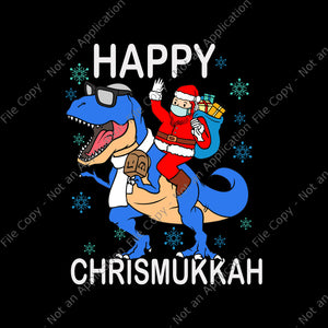 Happy Chrismukkah Svg, Hanukkah Christmas Jewis Xmas Svg, Santa Svg, T-rex Christmas Svg, Santa riding Trex Svg, Christmas Svg